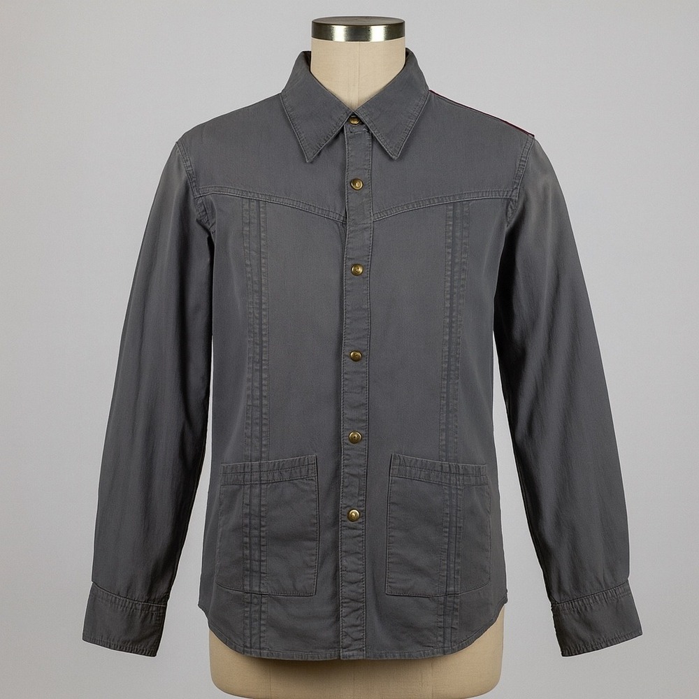 World Smith Men's Wear Shirt Small Gray Long Sleeve Button Paisley Skull‎ Accent